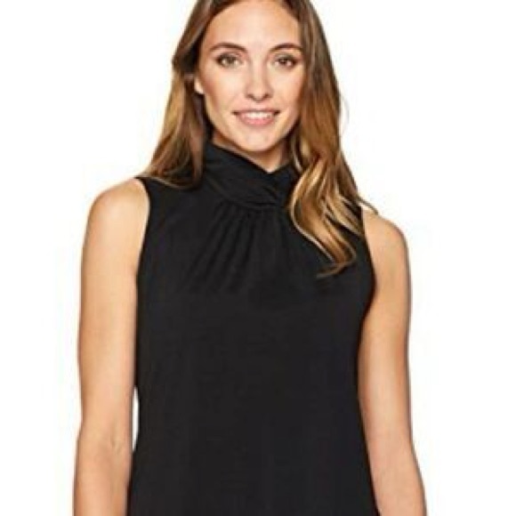 NWT Ellen Tracy Sleeveless High Neck Twist Shell Blouse in Black Size Small - Picture 1 of 10